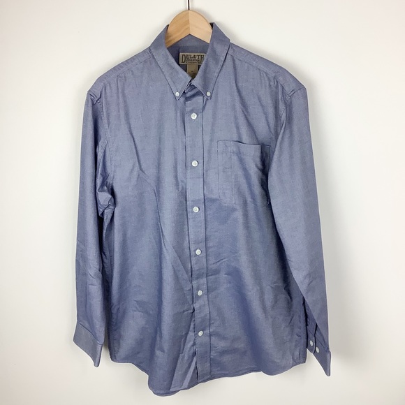 New Duluth Trading Co Blue Twill Long Sleeve Button Down Shirt